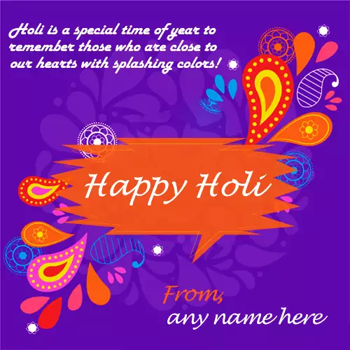 Happy Holi Card With Name Edit